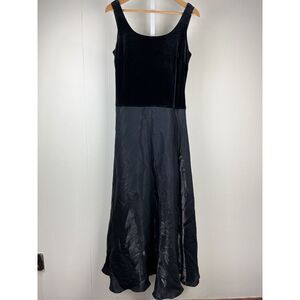 Vintage Y2K Cachet Black Shimmery Gown Maxi Dress Velvet Womens Size 10